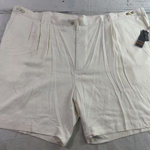 Vintage 90's Axis LA Ivory Cream Pleated 100% Silk Shorts Mens Size 59 NWT